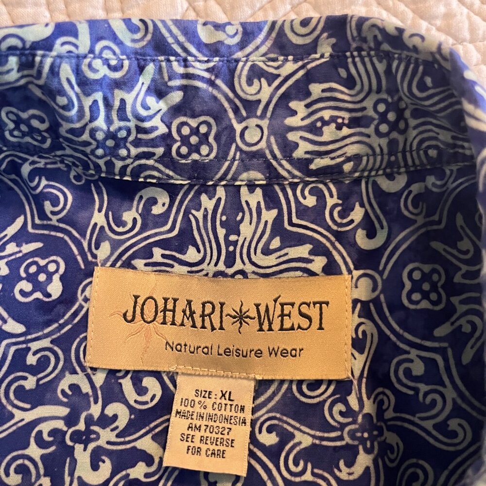 JOHARI WEST MEN'S SZ XL 100% COTTON HAWAIIAN SHIRT